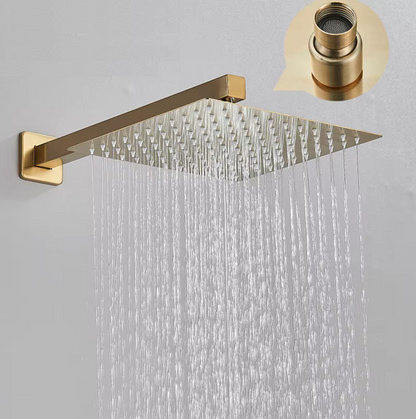 SaniSupreme Shower set Manhattan Premium de Luxe LCD 12 inch rain shower square 2-way Gloss Gold