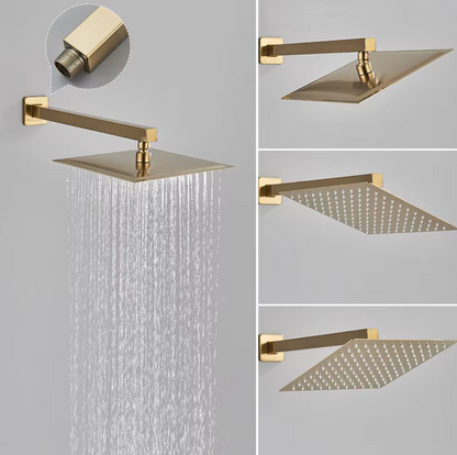 SaniSupreme Shower set Manhattan Premium de Luxe LCD 12 inch rain shower square 2-way Gloss Gold