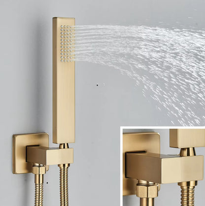 SaniSupreme Shower set Manhattan Premium de Luxe LCD 12 inch rain shower square 2-way Gloss Gold