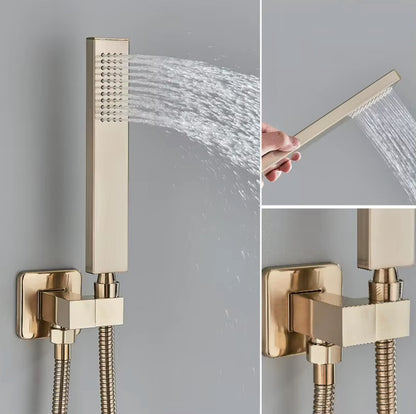 SaniSupreme Shower set Manhattan Premium de Luxe LCD 12 inch rain shower square 2-way Gloss Gold