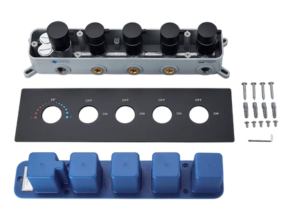 SaniSupreme Plafond 4 weg Thermostatische Doucheset Waterjets La Paz Mat Zwart Sanisupreme