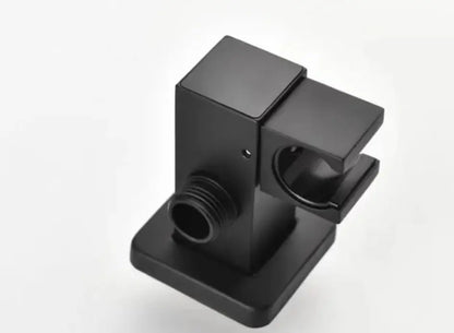 Messing Ophangbeugel Draaibare Muurkoppeling met LCD temperatuur weergave houder voor handdouche Vierkant mat zwart