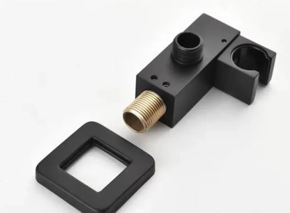 Messing Ophangbeugel Draaibare Muurkoppeling met LCD temperatuur weergave houder voor handdouche Vierkant mat zwart