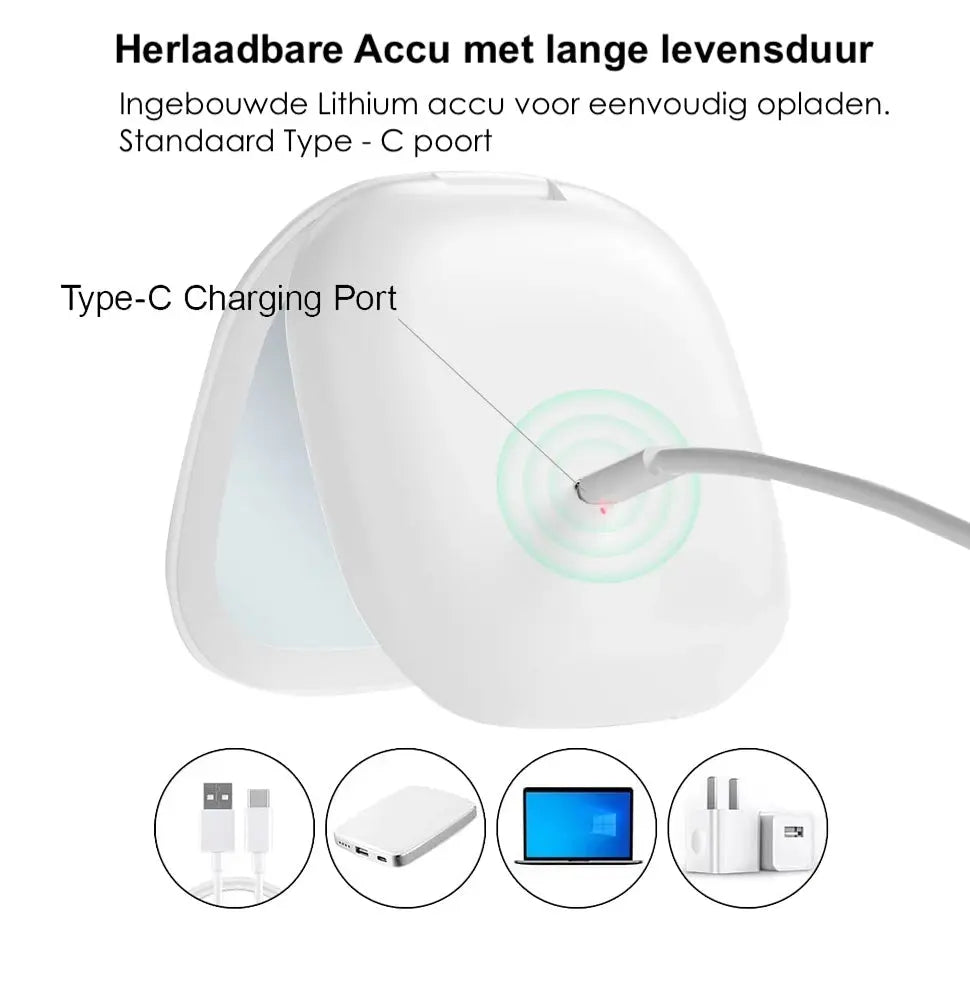 Mini Make - up spiegel SaniSupreme® HighLine met LED Verlichting USB 5x Vergroting Wit