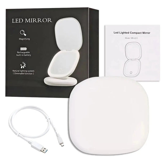 Mini Make - up spiegel SaniSupreme® HighLine met LED Verlichting USB 5x Vergroting Wit