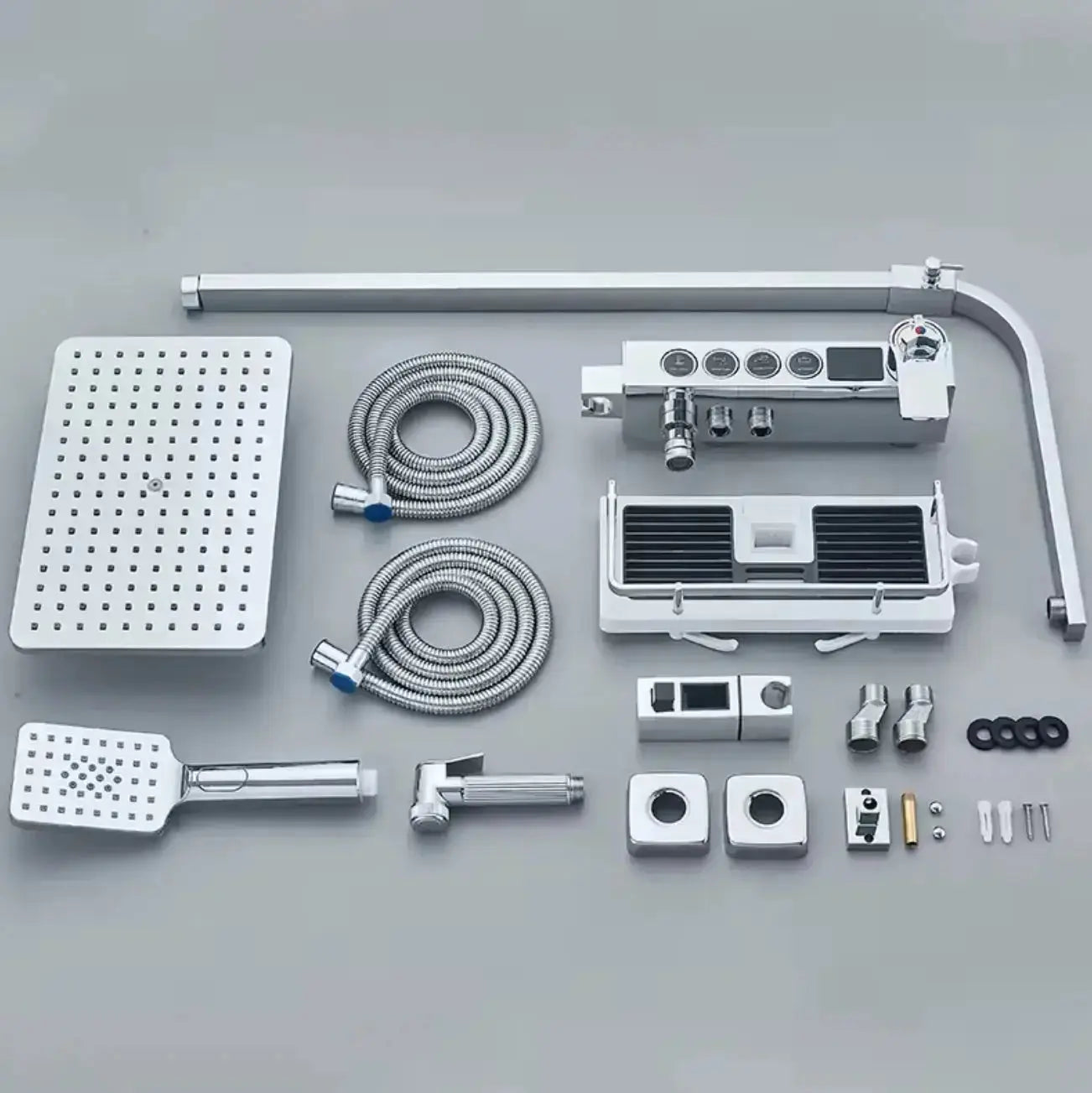 SaniSupreme Missouri LCD Thermostatisch opbouw doucheset 19 x 29 cm. chroom glans vierkant Sanisupreme