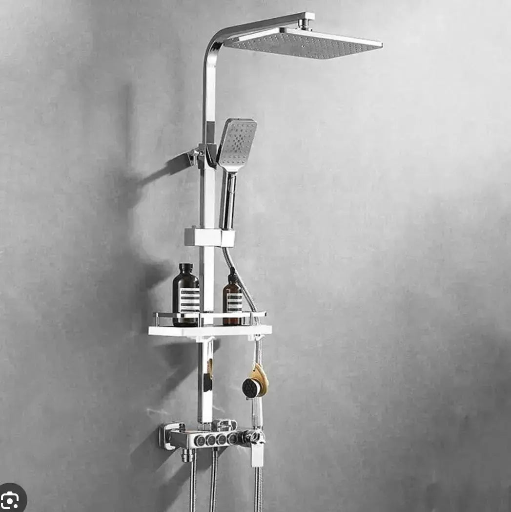 SaniSupreme Missouri LCD Thermostatisch opbouw doucheset 19 x 29 cm. chroom glans vierkant Sanisupreme