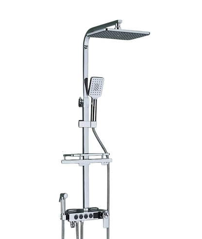 SaniSupreme Missouri LCD Thermostatisch opbouw doucheset 19 x 29 cm. chroom glans vierkant Sanisupreme