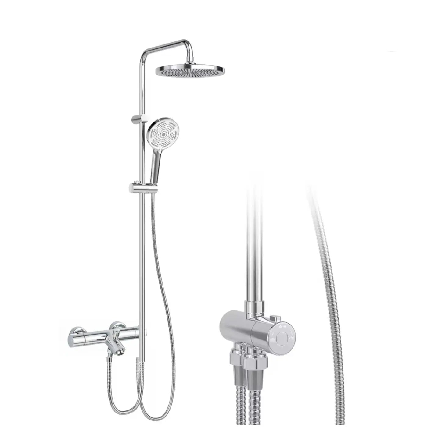 SaniSupreme Malibu opbouw bad doucheset thermostatisch 20 cm. chroom glans rond Sanisupreme