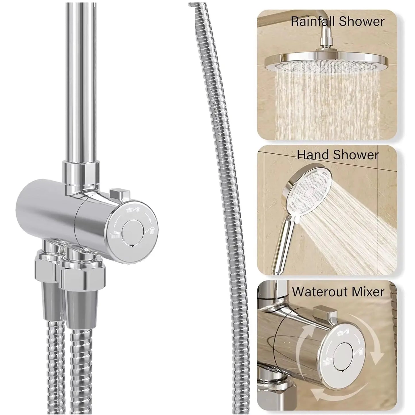 SaniSupreme Malibu opbouw bad doucheset thermostatisch 20 cm. chroom glans rond Sanisupreme