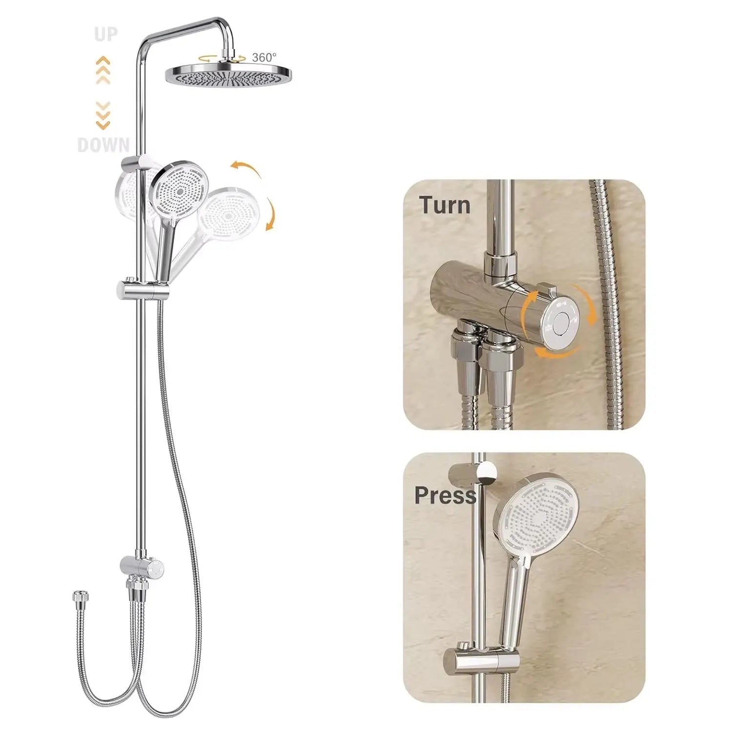 SaniSupreme Malibu opbouw bad doucheset thermostatisch 20 cm. chroom glans rond Sanisupreme