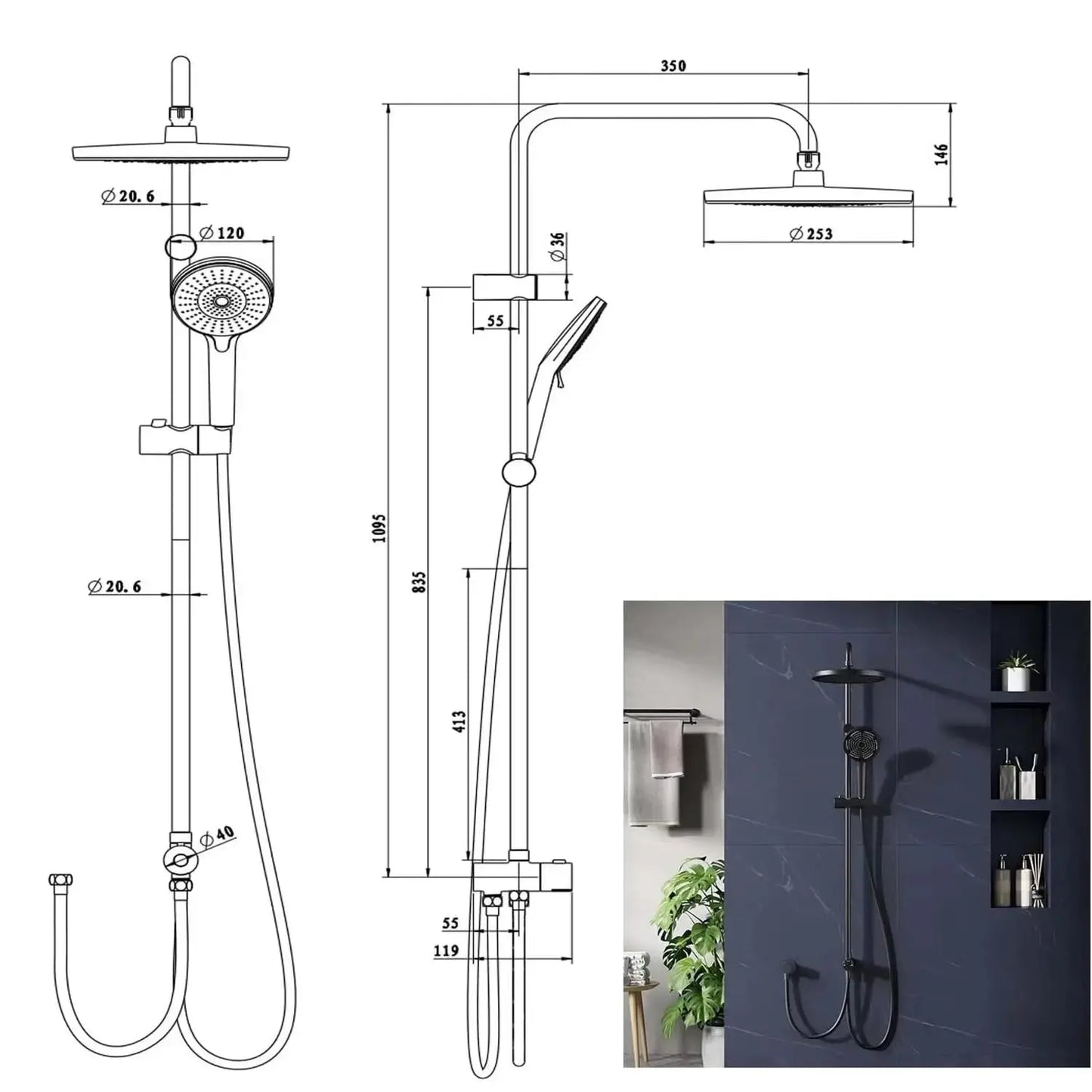 SaniSupreme Malibu opbouw bad bovendeel zonder mengkraan 20 cm. chroom glans rond Sanisupreme