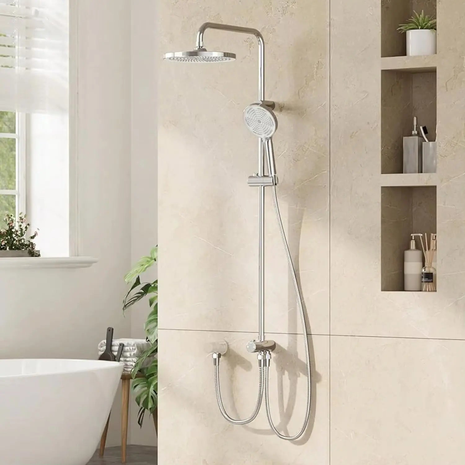 SaniSupreme Malibu opbouw bad doucheset thermostatisch 20 cm. chroom glans rond Sanisupreme