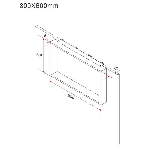Opbouwnis Shine Mat Zwart 30x60x8cm