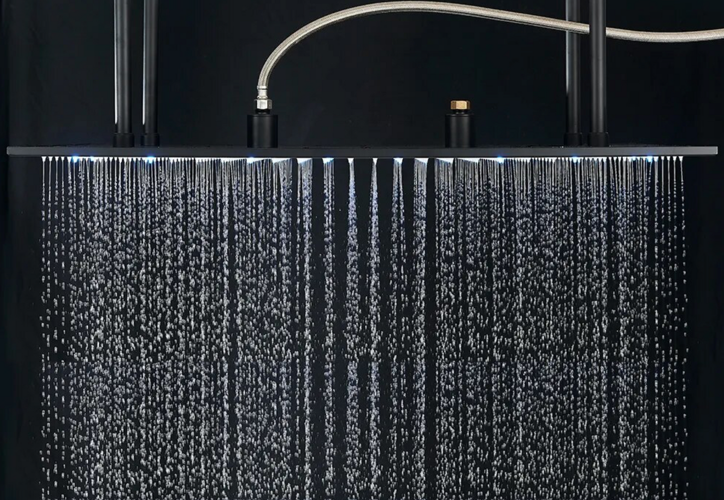 SaniSupreme® SmartPulse LED Ceiling Rain Shower Plateau Alicante 60 cm square matt black