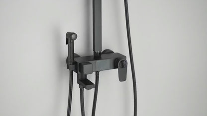 SaniSupreme Bolzano LCD Thermostatisch opbouw doucheset 19 x 29 cm. regendouche mat zwart