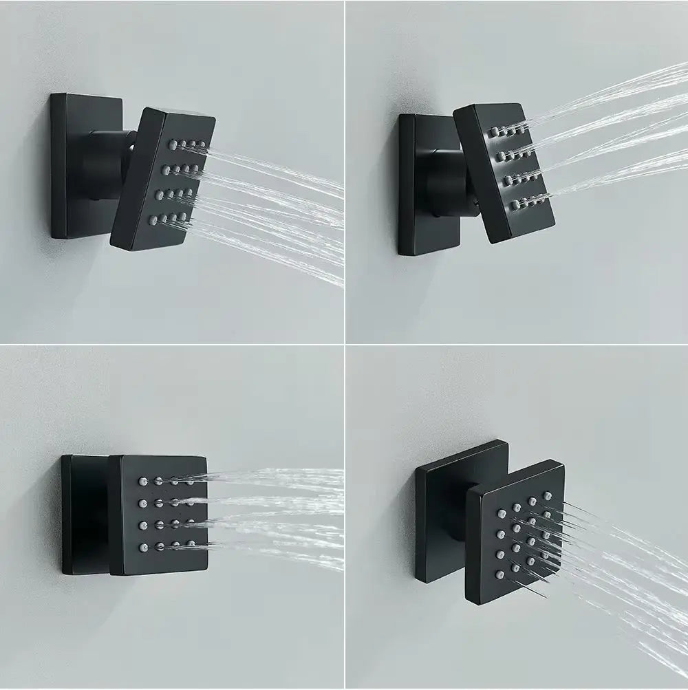 PRIJSKNALLER SaniSupreme Doucheset Manhattan Premium Wellness LCD 50 cm plafond regendouche met inbouw muurjets zwart inbouw