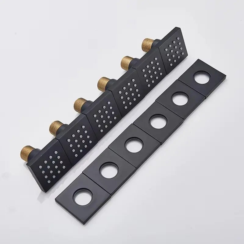 PRIJSKNALLER SaniSupreme Doucheset Manhattan Premium Wellness LCD 50 cm plafond regendouche met inbouw muurjets zwart inbouw