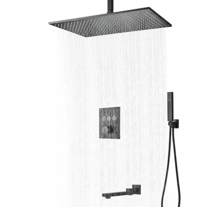 PROMO SaniSupreme®SmartPulse Plafond Thermostatische Doucheset Alicante 3 weg 40x80 cm regendouche mat zwart Sanisupreme