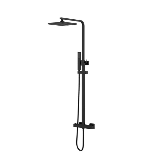 SaniSupreme Aloni Optima Rondo surface-mounted shower set Thermostatic 8 inch rain shower Gun Metal