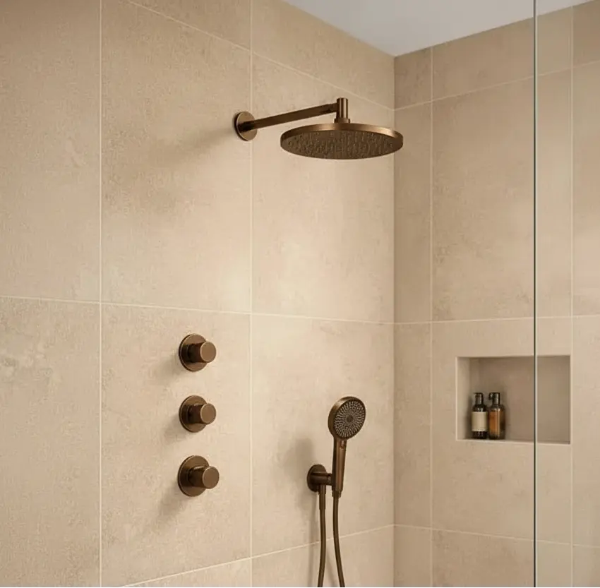 Doucheset SaniSupreme Stria ProRain Bruin Brons Wand Set 2 weg Sanisupreme