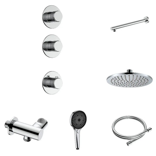 Doucheset SaniSupreme Stria ProRain Chroom Glans Wand Set 2 weg Sanisupreme