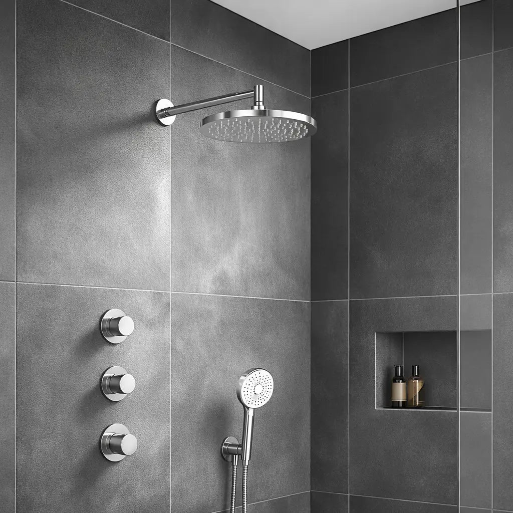 Doucheset SaniSupreme Stria ProRain Geborsteld RVS Wand Set 2 weg Sanisupreme