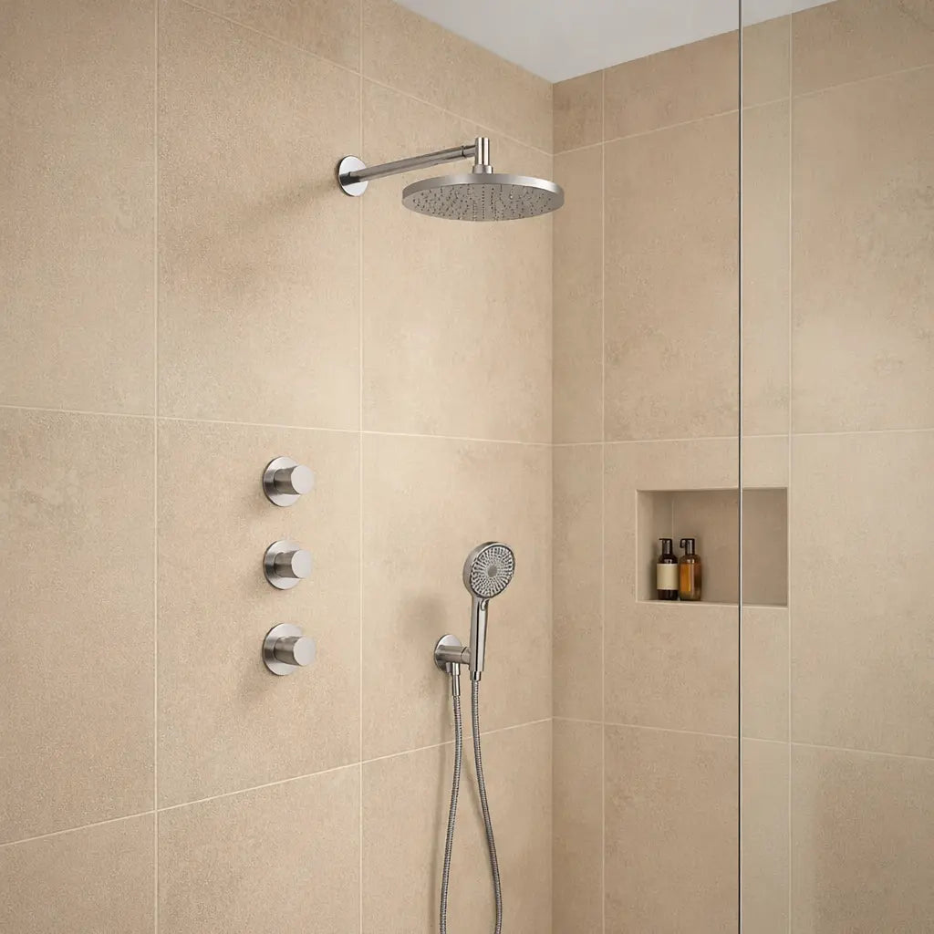 Doucheset SaniSupreme Stria ProRain Geborsteld RVS Wand Set 2 weg Sanisupreme