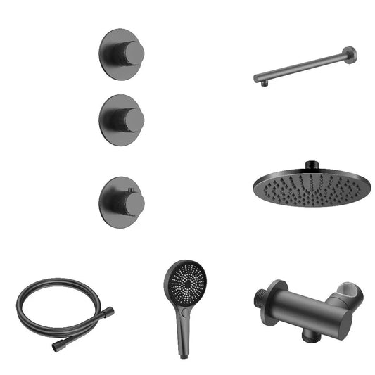 Doucheset SaniSupreme Stria ProRain Gunmetal Wand Set 2 weg Sanisupreme