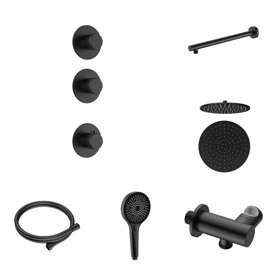 Doucheset SaniSupreme Stria ProRain Mat Zwart Wand Set 2 weg Sanisupreme