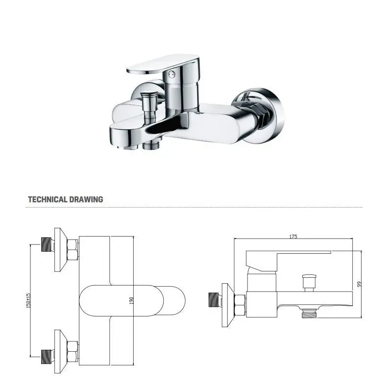 SaniSupreme Aloni bad - douche thermostatische mengkraan Square - Chroom