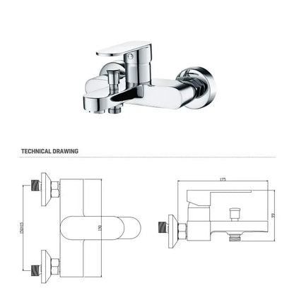 SaniSupreme Aloni bad - douche thermostatische mengkraan Square - Chroom