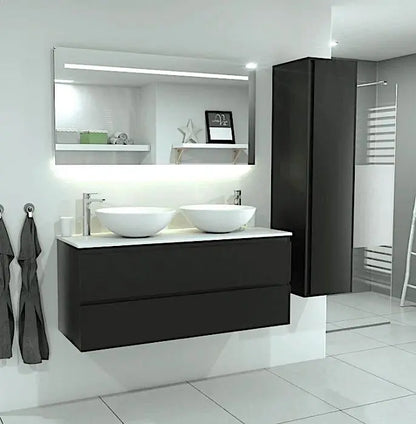 SaniSupreme® Aloni Badmeubel Sally 160 mat zwart dubbele waskom Per wit Sanisupreme