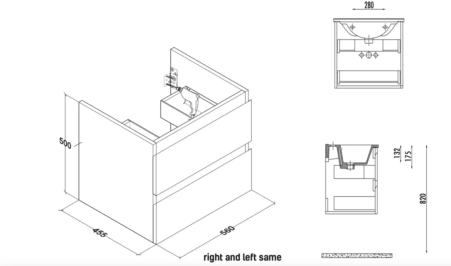 SaniSupreme® Aloni Badmeubel Sally 60cm mat Wit keramische wastafel wit