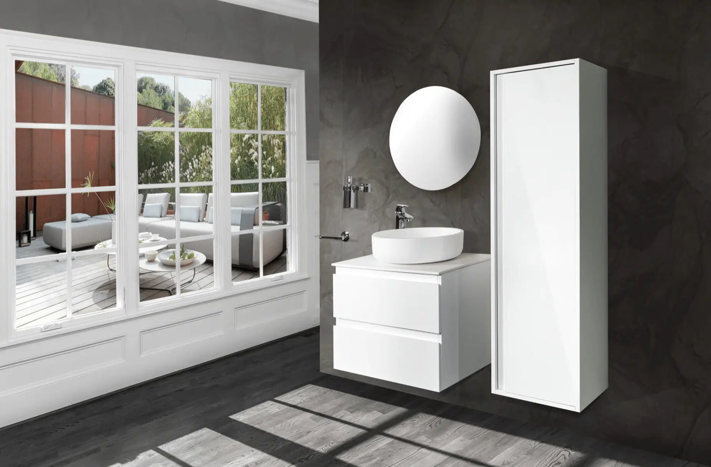 SaniSupreme® Aloni Badmeubel Sally 60cm mat Wit keramische wastafel wit