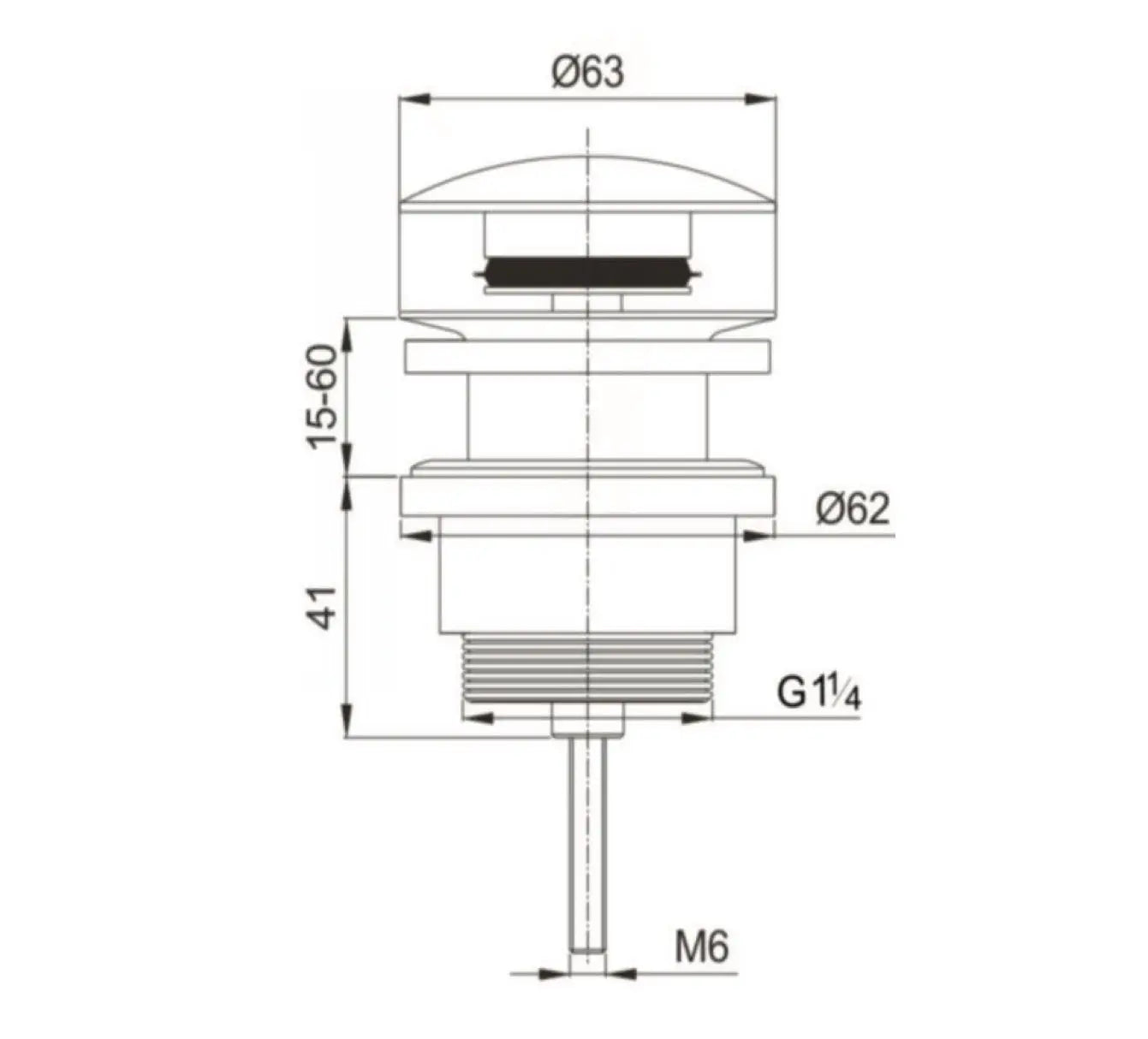 Sanisupreme Aloni Clickwaste afvoerplug 5/4 gun metal