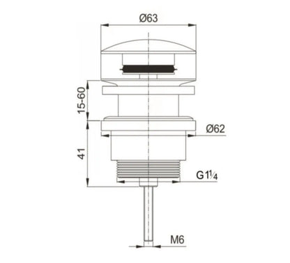 Sanisupreme Aloni Clickwaste afvoerplug 5/4 gun metal