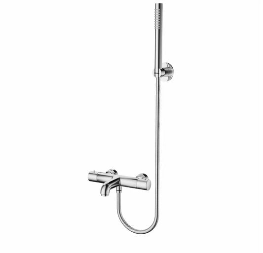 SaniSupreme Aloni doucheset badset opbouw thermostatische badmengkraan 2 weg met ronde handdouche en wandbeugel Chroom Glans