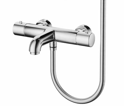 SaniSupreme Aloni doucheset badset opbouw thermostatische badmengkraan 2 weg met ronde handdouche en wandbeugel Chroom Glans