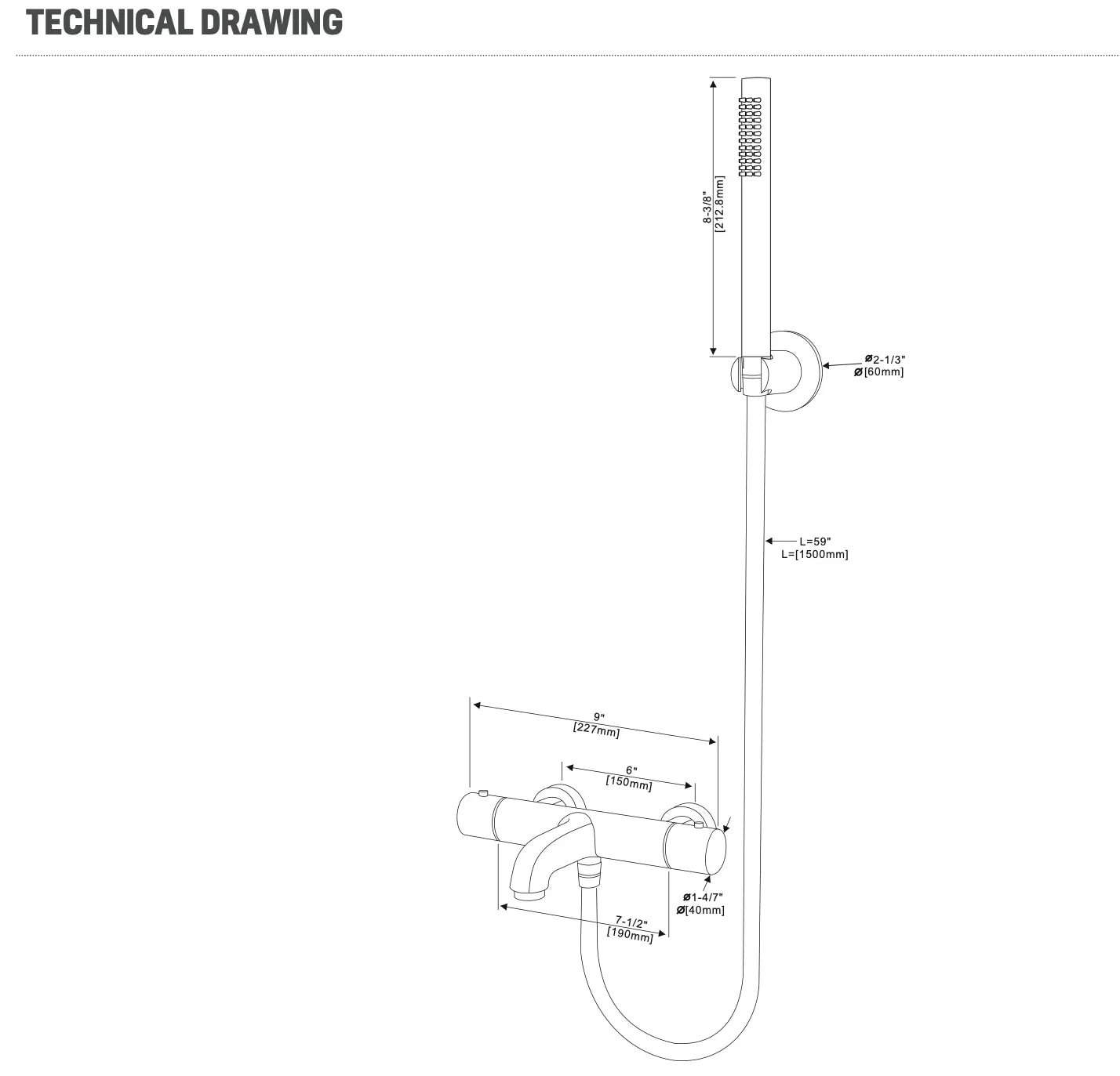 SaniSupreme Aloni doucheset badset opbouw thermostatische badmengkraan 2 weg met ronde handdouche en wandbeugel Chroom Glans