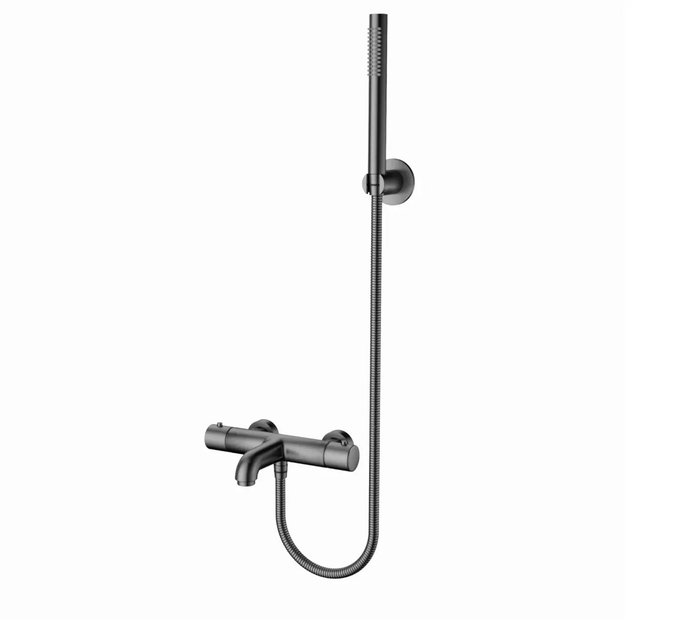SaniSupreme Aloni doucheset badset opbouw thermostatische badmengkraan 2 weg met ronde handdouche en wandbeugel gunmetal