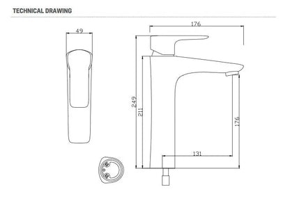 SaniSupreme Aloni Force verhoogde wastafelkraan - mat zwart