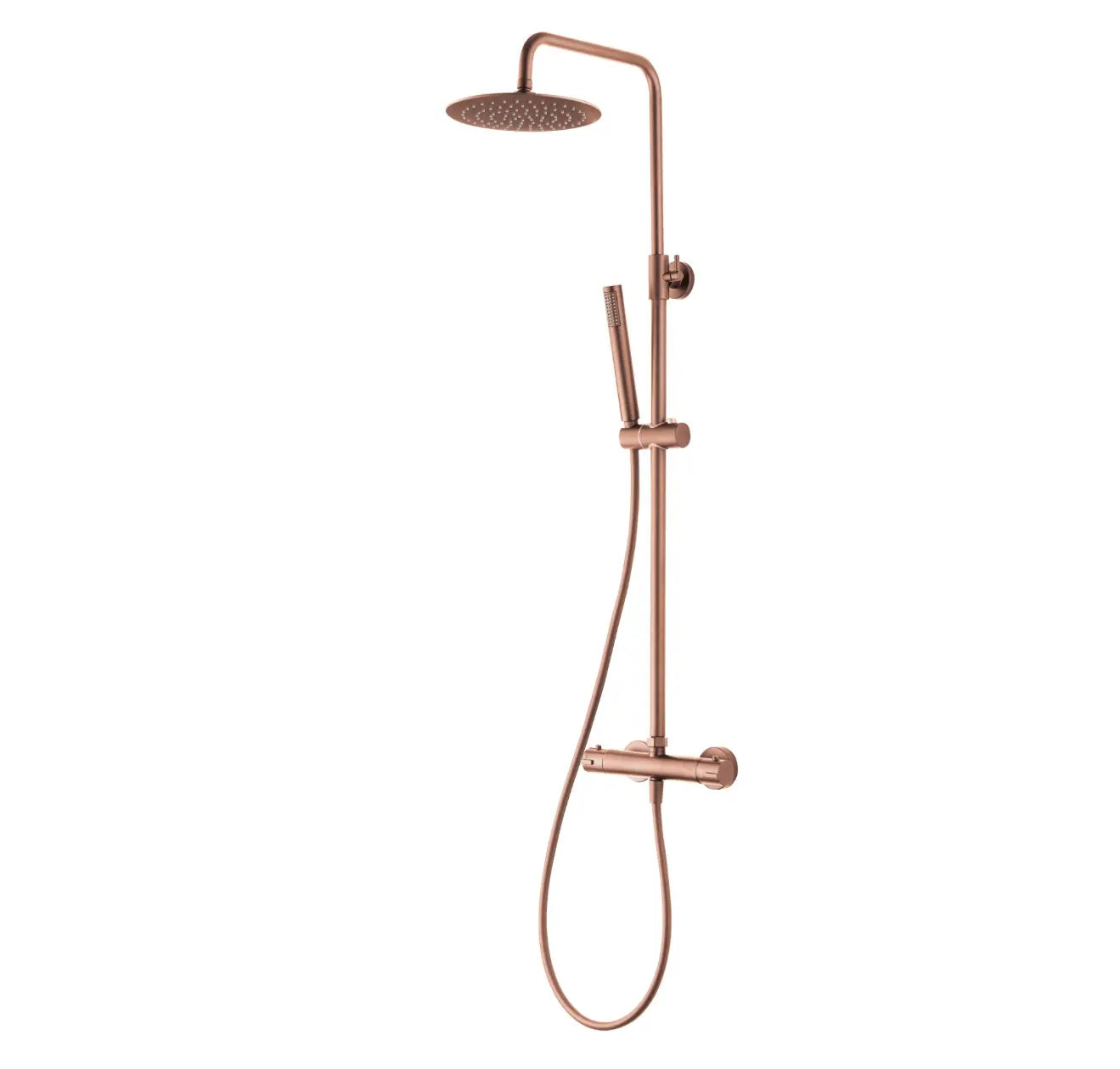 SaniSupreme Aloni Optima Rondo opbouw doucheset Thermostatisch 8 inch regendouche geborsteld koper