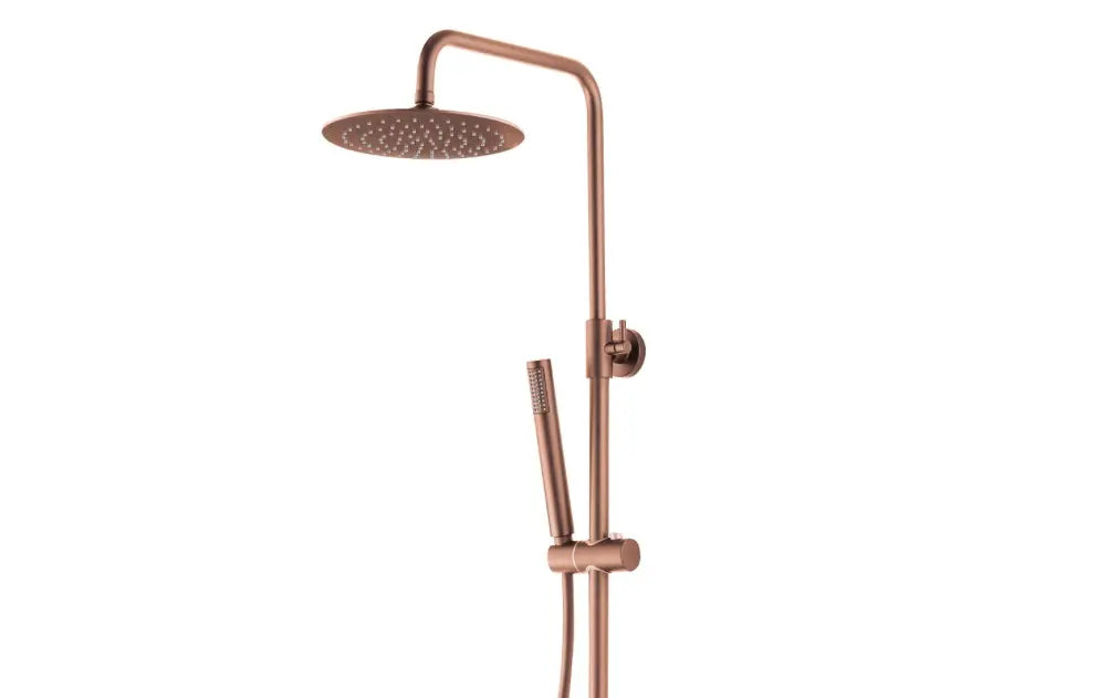 SaniSupreme Aloni Optima Rondo opbouw doucheset Thermostatisch 8 inch regendouche geborsteld koper