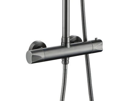 SaniSupreme Aloni Optima Rondo opbouw doucheset Thermostatisch 8 inch regendouche Gun Metal