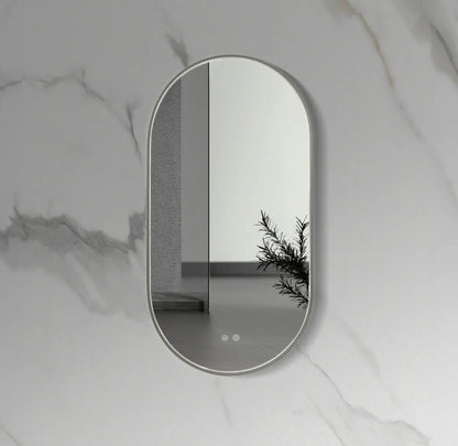SaniSupreme Aloni Oval badkamerspiegel rechthoekig 100x50 cm Gunmetal Grijs - Led verlichting, verwarming en touch schakelaar