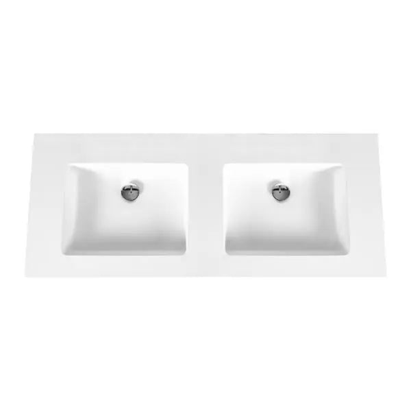 SaniSupreme ALONI SOLID SURFACE DUBBELE WASTAFEL (120CM) - WIT - zonder kraangat