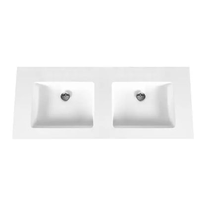 SaniSupreme ALONI SOLID SURFACE DUBBELE WASTAFEL (120CM) - WIT - zonder kraangat