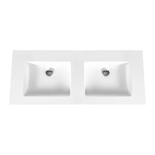SaniSupreme ALONI SOLID SURFACE DUBBELE WASTAFEL (120CM) - WIT - zonder kraangat
