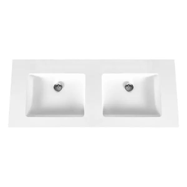 SaniSupreme ALONI SOLID SURFACE DUBBELE WASTAFEL (160CM) - WIT - zonder kraangat